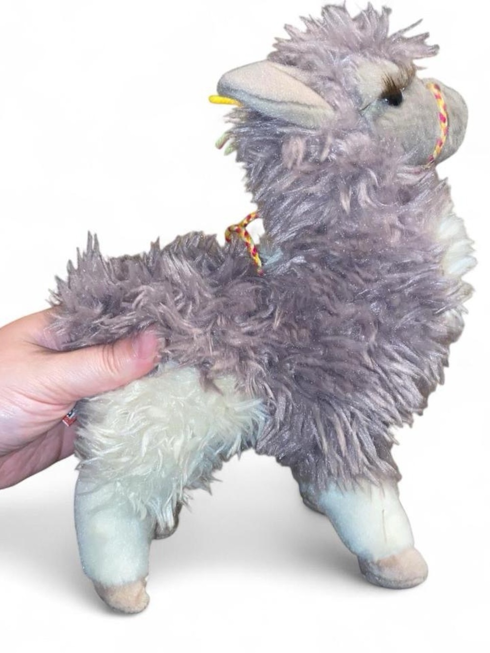 Plush Llama Dog Toy - Gray and Cream Squeaky Plush